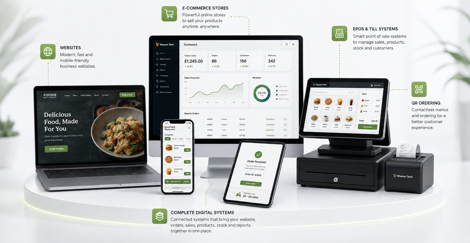 Websites, e-commerce, EPOS, QR ordering and digital systems by Waazen Tech